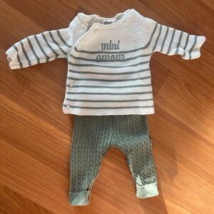 Mini A Ture Kids Matching Set - Green and White